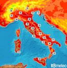 Previsioni temperature Italia per mercoledì, 31 luglio il Pomeriggio