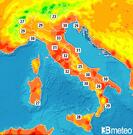 Previsioni temperature Italia per mercoledì, 07 agosto la Sera