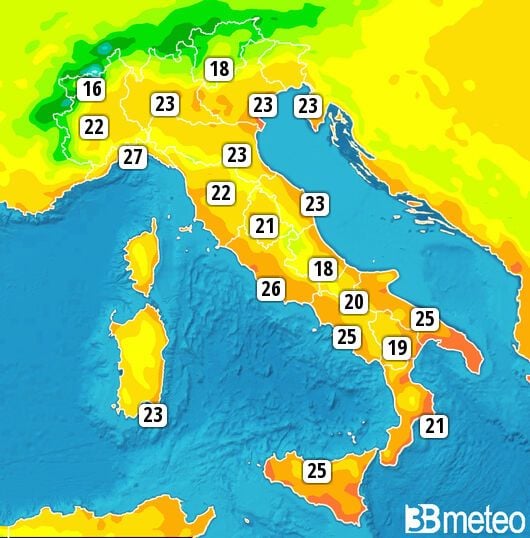 Previsioni meteo in Italia per lunedì, 05 agosto
