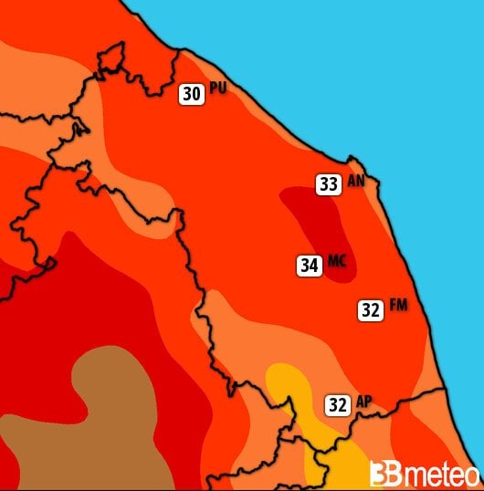 Previsioni meteo Marche per martedì, 30 luglio
