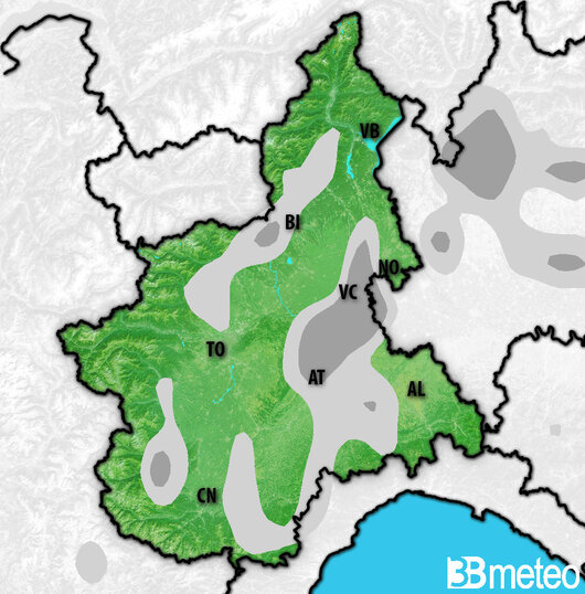 Previsioni meteo Piemonte per martedì, 30 luglio