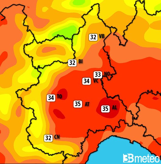 Previsioni meteo Piemonte per martedì, 30 luglio
