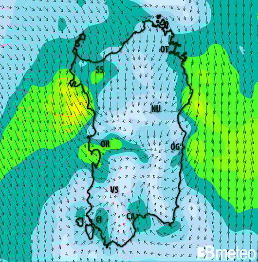 Previsioni meteo Sardegna per martedì, 30 luglio