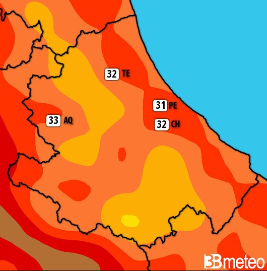 Previsioni meteo Abruzzo per martedì, 30 luglio