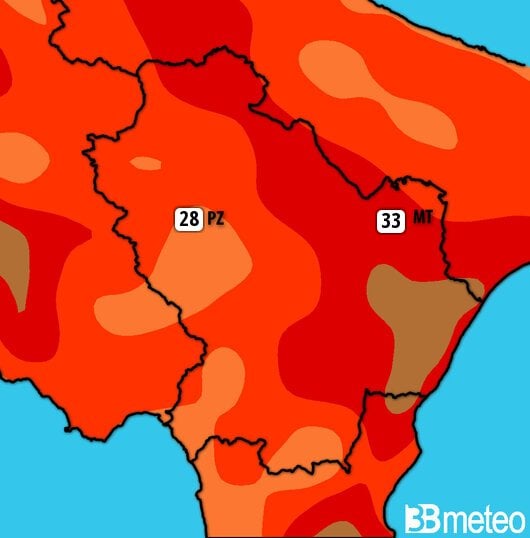 Previsioni meteo Basilicata per martedì, 30 luglio