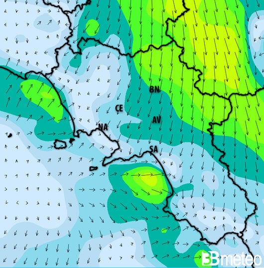 Previsioni meteo Campania per martedì, 30 luglio