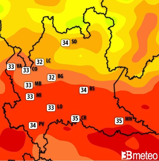 Previsioni meteo Lombardia per martedì, 30 luglio