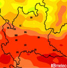 Previsioni temperature Italia per martedì, 30 luglio il pomeriggio