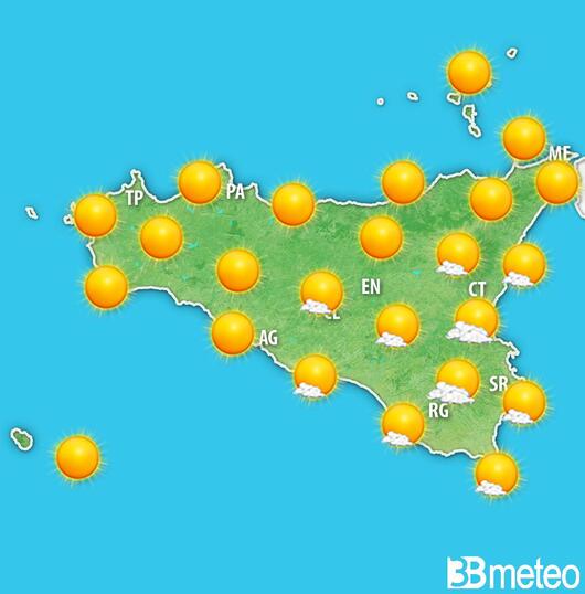Previsioni meteo Sicilia per martedì, 30 luglio