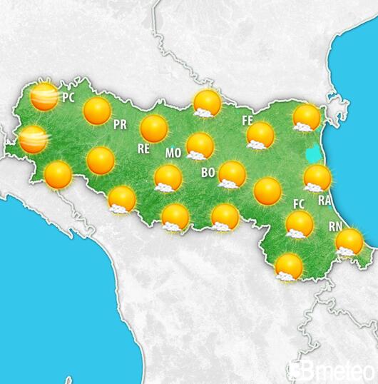 Previsioni meteo Emilia Romagna per martedì, 30 luglio
