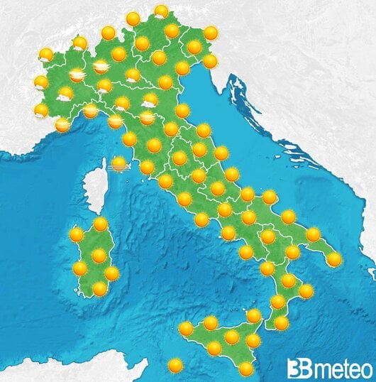 Previsioni meteo in Italia per mercoledì, 31 luglio