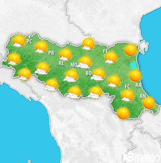 Previsioni meteo Emilia Romagna per mercoledì, 31 luglio