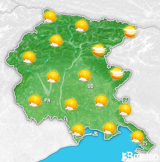 Previsioni meteo Friuli Venezia Giulia per giovedì, 01 agosto