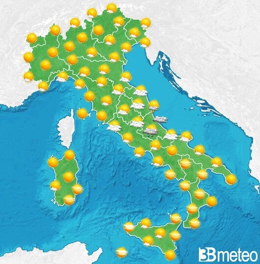 Previsioni meteo in Italia per sabato, 03 agosto