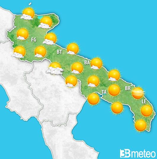 Previsioni meteo Puglia per sabato, 03 agosto