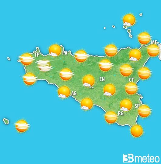 Previsioni meteo Sicilia per sabato, 03 agosto