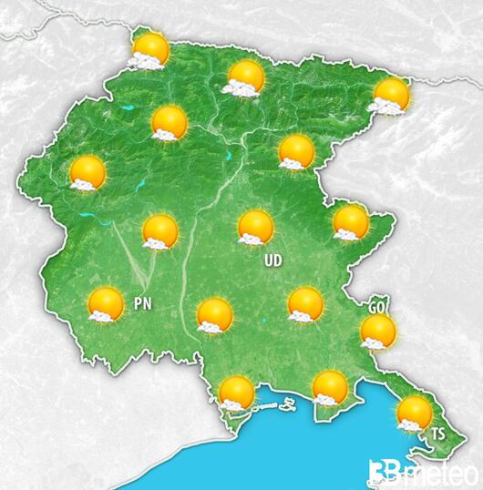 Previsioni meteo Friuli Venezia Giulia per sabato, 03 agosto