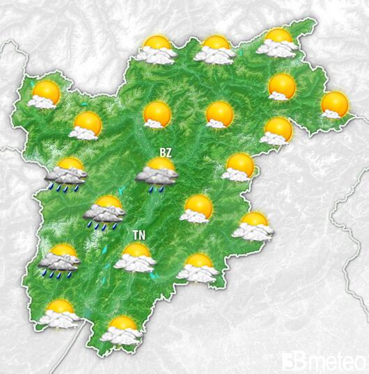 Previsioni meteo Trentino Alto Adige per domenica, 04 agosto