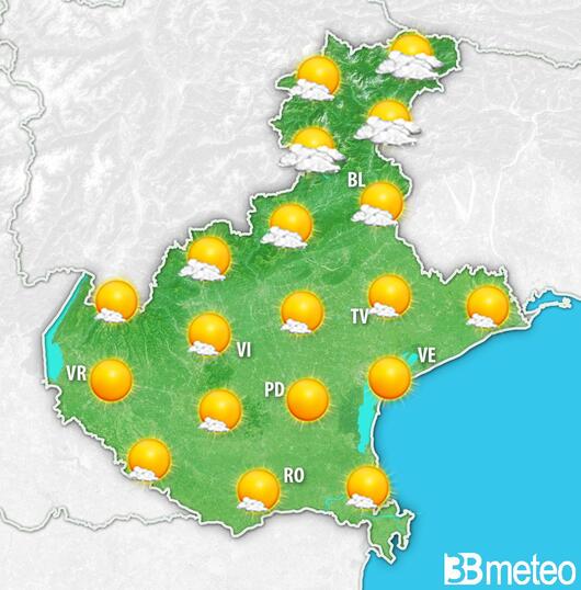 Previsioni meteo Veneto per domenica, 04 agosto