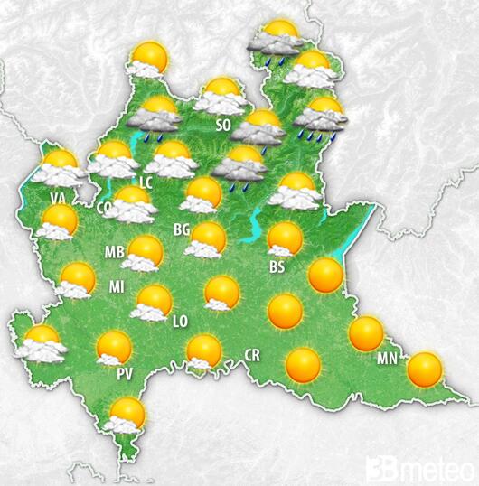 Previsioni meteo Lombardia per domenica, 04 agosto