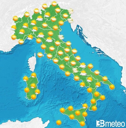 Previsioni meteo in Italia per lunedì, 05 agosto