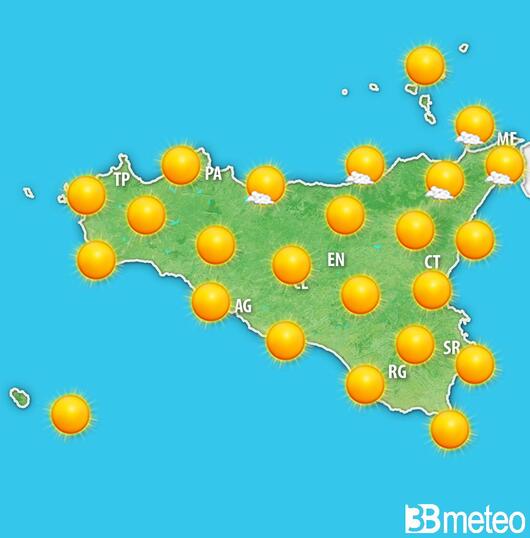 Previsioni meteo Sicilia per lunedì, 05 agosto