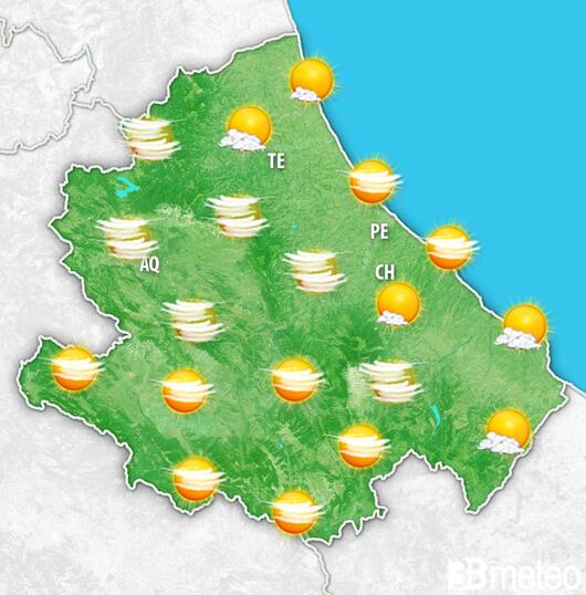 Previsioni meteo Abruzzo per lunedì, 05 agosto