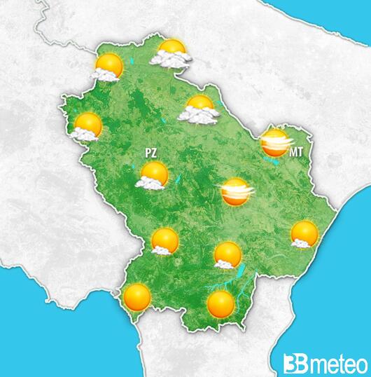 Previsioni meteo Basilicata per lunedì, 05 agosto