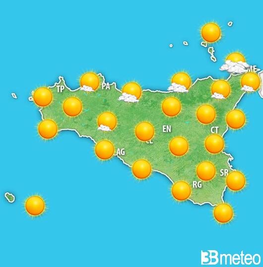Previsioni meteo Sicilia per martedì, 06 agosto