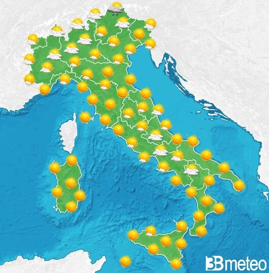 Previsioni meteo in Italia per mercoledì, 07 agosto