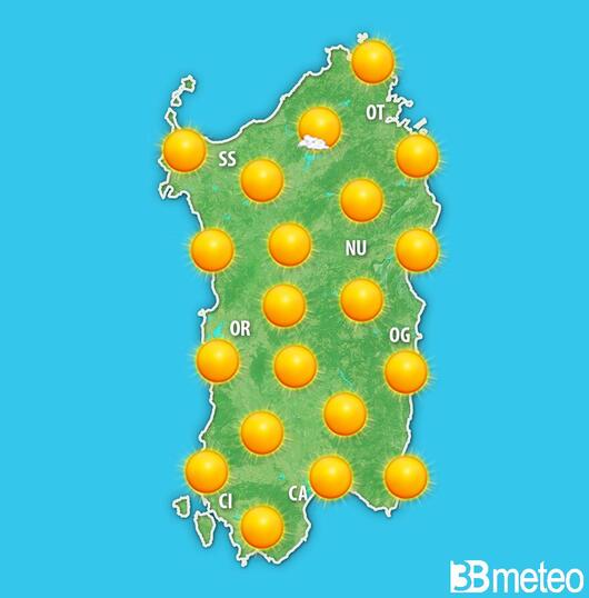 Previsioni meteo Sardegna per mercoledì, 07 agosto