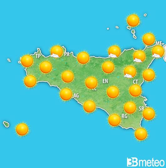 Previsioni meteo Sicilia per mercoledì, 07 agosto
