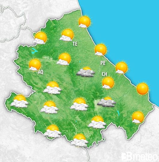 Previsioni meteo Abruzzo per mercoledì, 07 agosto