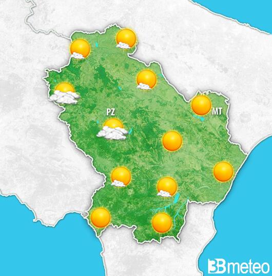 Previsioni meteo Basilicata per mercoledì, 07 agosto