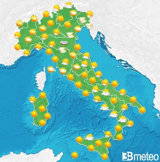 Previsioni meteo in Italia per giovedì, 08 agosto