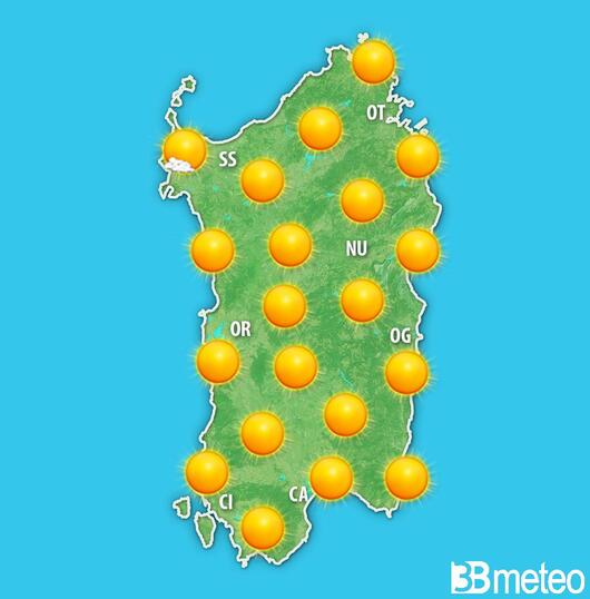 Previsioni meteo Sardegna per giovedì, 08 agosto