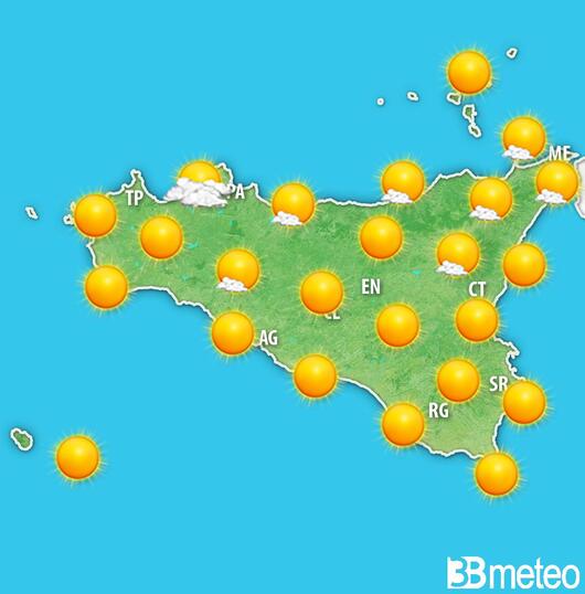 Previsioni meteo Sicilia per giovedì, 08 agosto