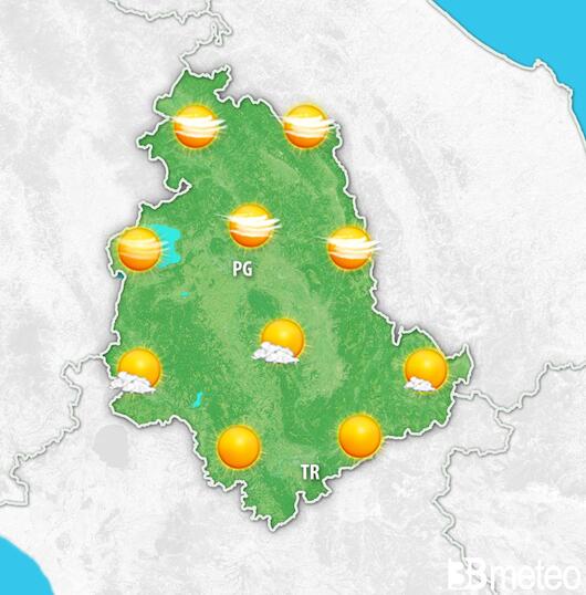 Previsioni meteo Umbria per giovedì, 08 agosto
