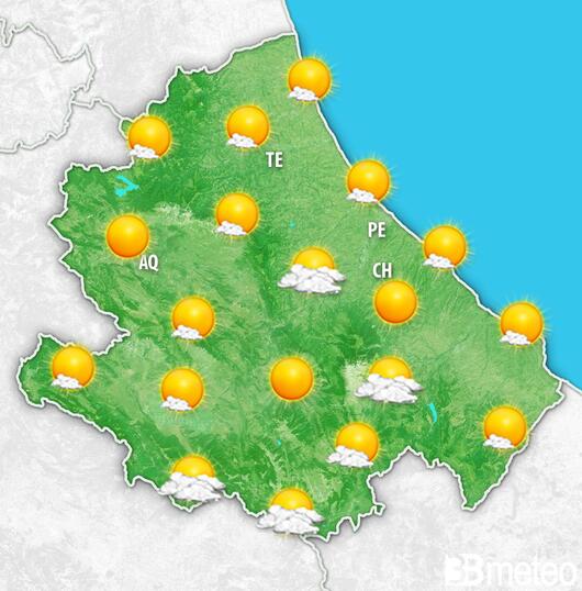 Previsioni meteo Abruzzo per giovedì, 08 agosto