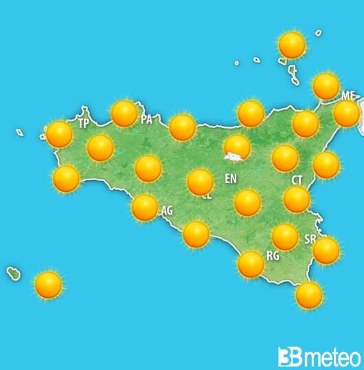 Previsioni meteo Sicilia per venerdì, 09 agosto