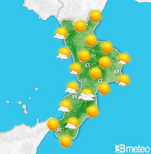 Previsioni meteo Calabria per venerdì, 09 agosto