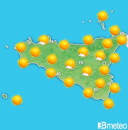 Previsioni meteo Sicilia per sabato, 10 agosto