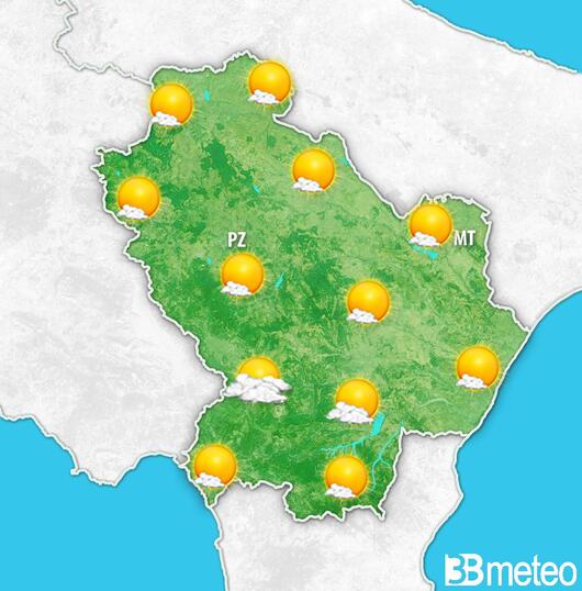Previsioni meteo Basilicata per sabato, 10 agosto
