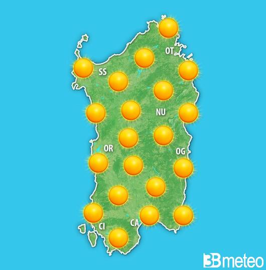 Previsioni meteo Sardegna per domenica, 11 agosto