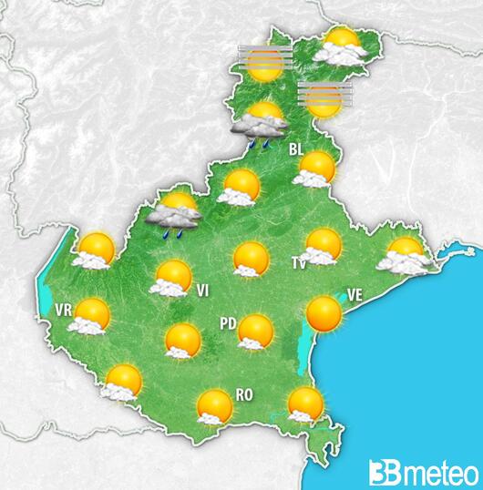 Previsioni meteo Veneto per domenica, 11 agosto