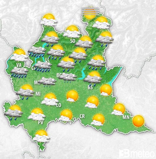 Previsioni meteo Lombardia per domenica, 11 agosto