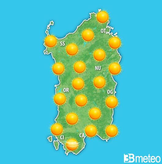 Previsioni meteo Sardegna per martedì, 13 agosto