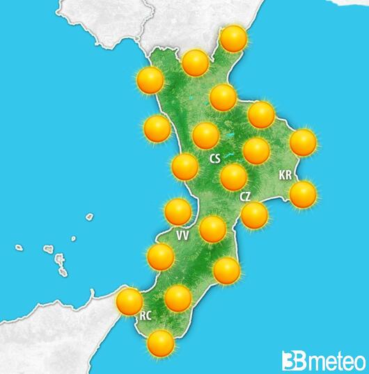 Previsioni meteo Calabria per martedì, 13 agosto