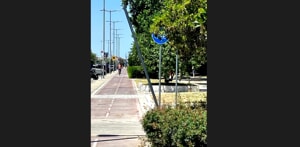 La denuncia di un cittadino: "Palo rotto sulla pista ciclabile della riviera sud, &egrave; un pericolo e va rimosso"