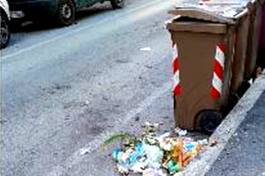 Il problema segnalato da un lettore: "Rifiuti in via Trieste abbandonati a terra dopo aver rovistato nei bidoni"